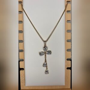 Elegant Gold and Silver Cross Pendant Necklace